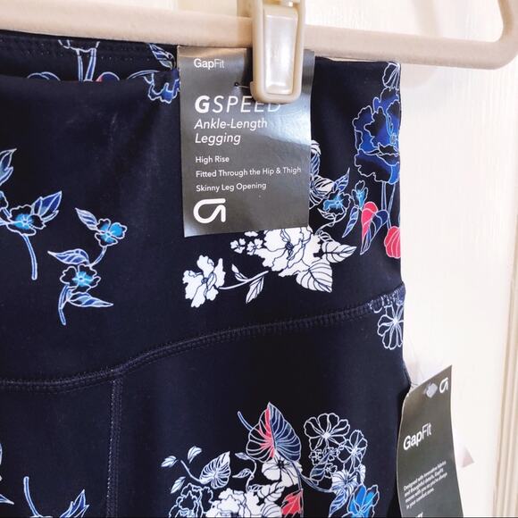 GAP Fit High-Rise Blue Floral Compression Leggings - Picture 11 of 11